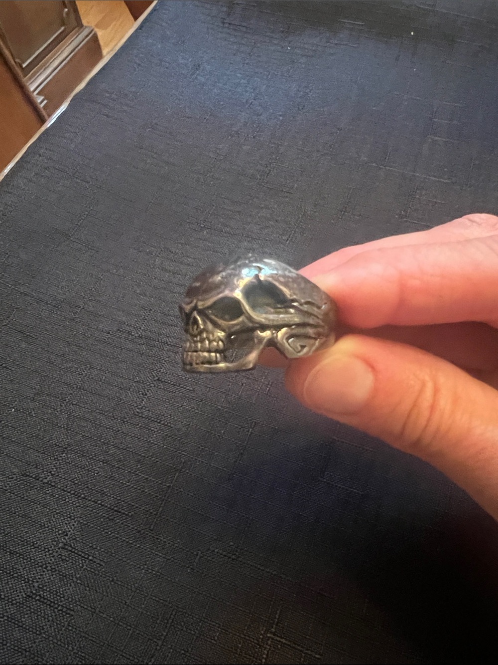 Men's Silver Skull Helmet Ring - Unbranded - Picture 2 of 6